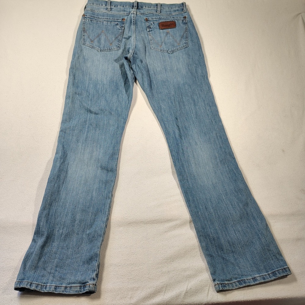 Wrangler Retro Jeans Mens 34x35 Medium Wash Slim Straight Faded 1088MWZJK - Picture 10 of 13